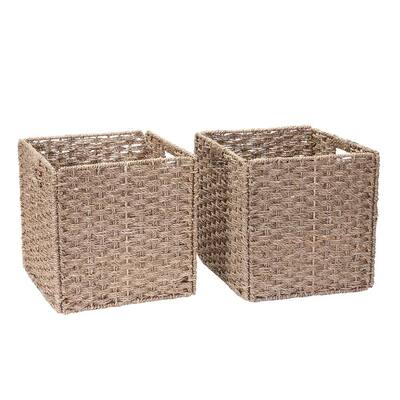 Wicker Cube Storage Bins, Small Wicker Storage Baskets For Shelves