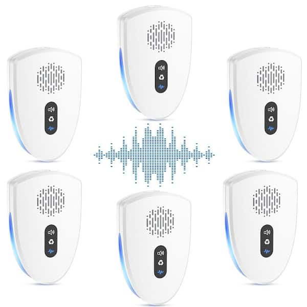 3-5-Watt White Ultrasonic Indoor Pest Repellent Plug, Pest Control Repeller for Bugs, Mice, Roach, Mosquitoes (6-Pack)