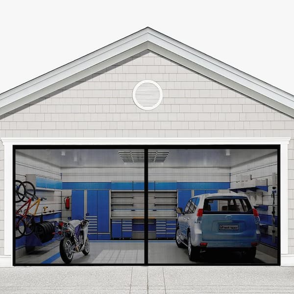 16 ft. x 7 ft. Black Plastic Magnetic Garage Door Screen