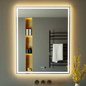 32 in. W x 40 in. H Large Rectangular Frameless Anti-Fog Wall Bathroom Vanity Mirror in Silver