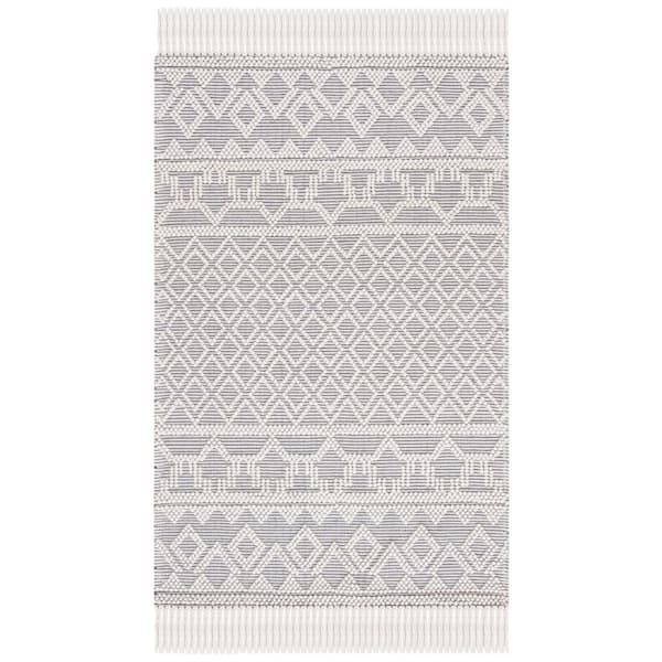 Natura 2 ft. x 3 ft. Ivory/Gray Border Geometric Area Rug