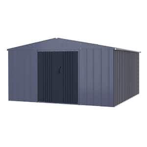 VEIKOUS 8 ft. W x 8 ft. D Outdoor Metal Storage Shed in Gray (64