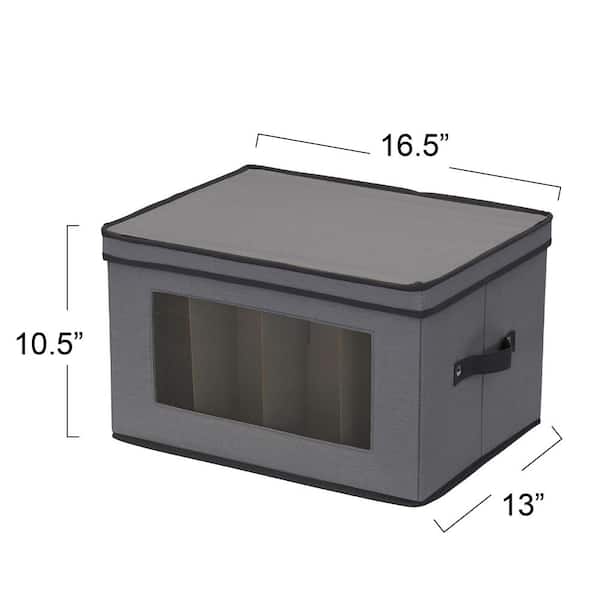 HOUSEHOLD ESSENTIALS Stemware Storage Box in Gray 52540-1 - The