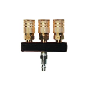 3-Way Bar Air Manifold with 1/4 in. 6-Ball Brass Couplers