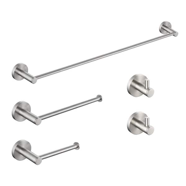 Bathroom Accessories 5-Piece Bathroom Hardware Set with Towel Bar/Rack Toilet Paper Holder in Brushed Nickel