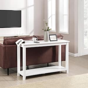 47.5 in. Solid White Wood Simple Rectangle Composite Console Table with Lower Shelf