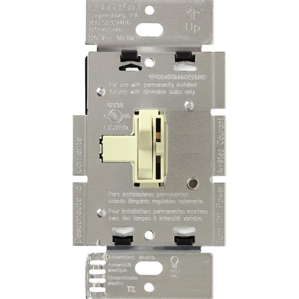 Lutron Toggler Dimmer Switch with Night Light for Incandescent Bulbs, 600-Watt/3-Way, Almond (AY-603PNL-AL)