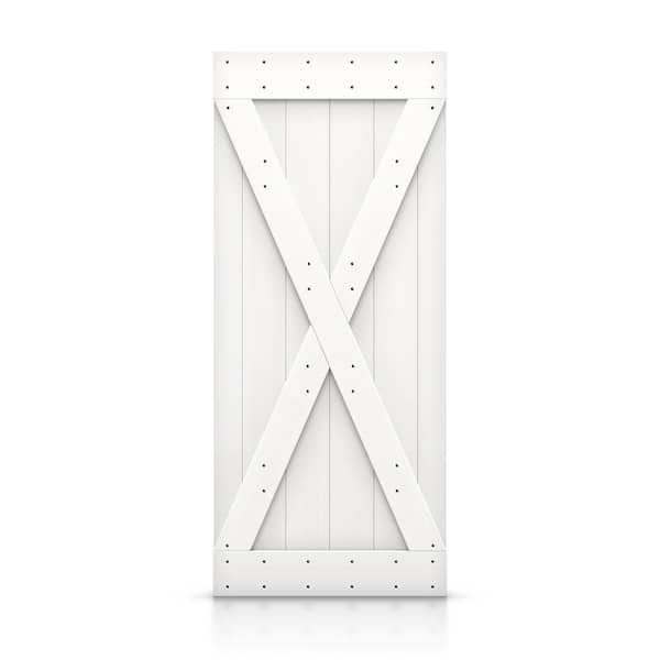 CALHOME 42 in. x 84 in. X Series White DIY Knotty Pine Wood Interior Sliding Barn Door Slab