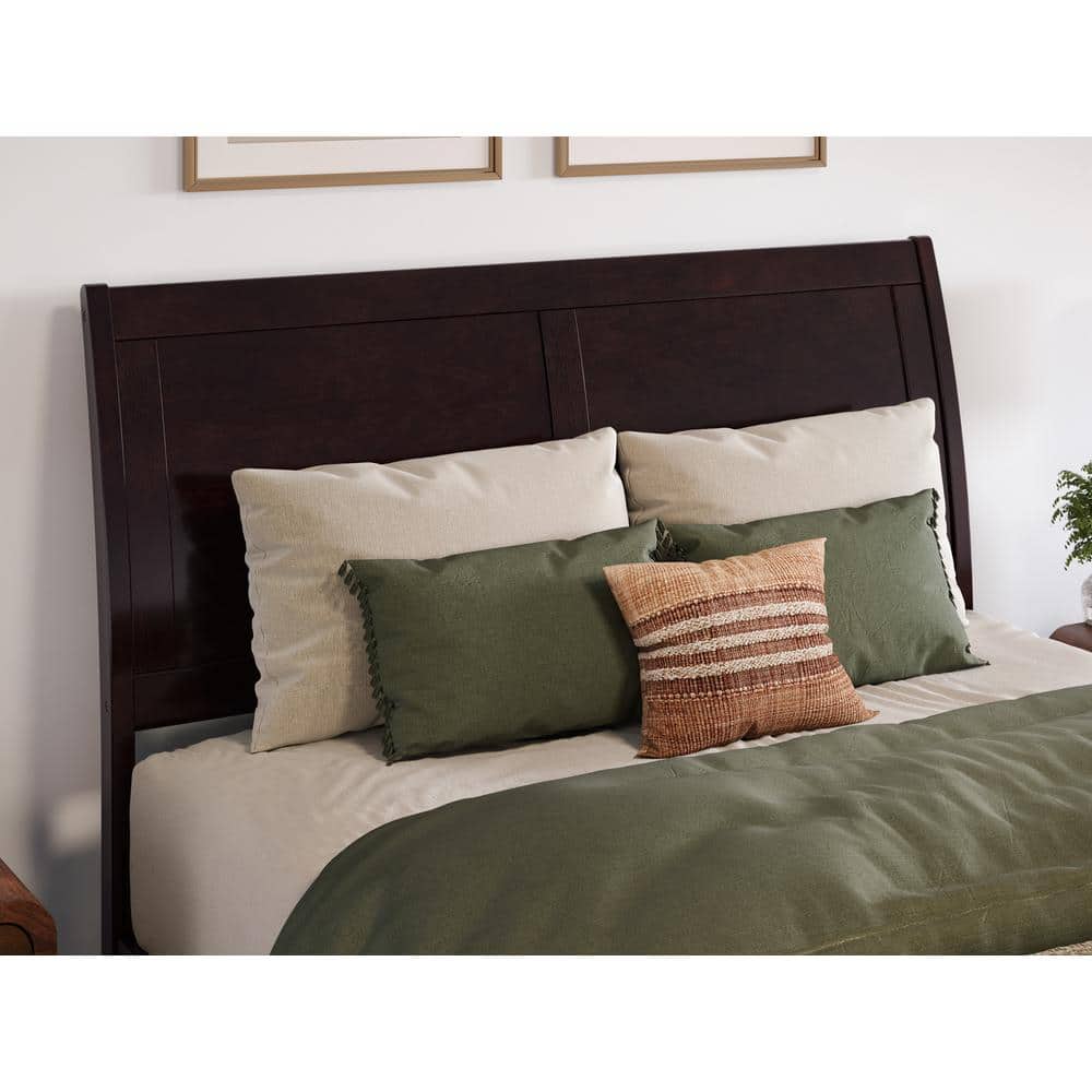 Valencia Espresso Full Wood Sleigh Platform Bed with Slats