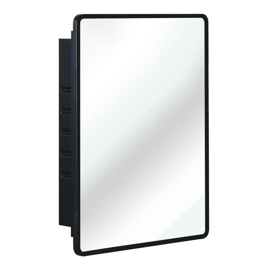 24 in. W x 30 in. H Black Metal Framed Rectangular Wall Mount/Recessed Bathroom Medicine Cabinet with Mirror price history on PriceWatchPro