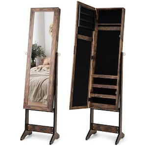 Jewelry Brown Mirrored Cabinet Armoire Organizer Storage Jewelry Box