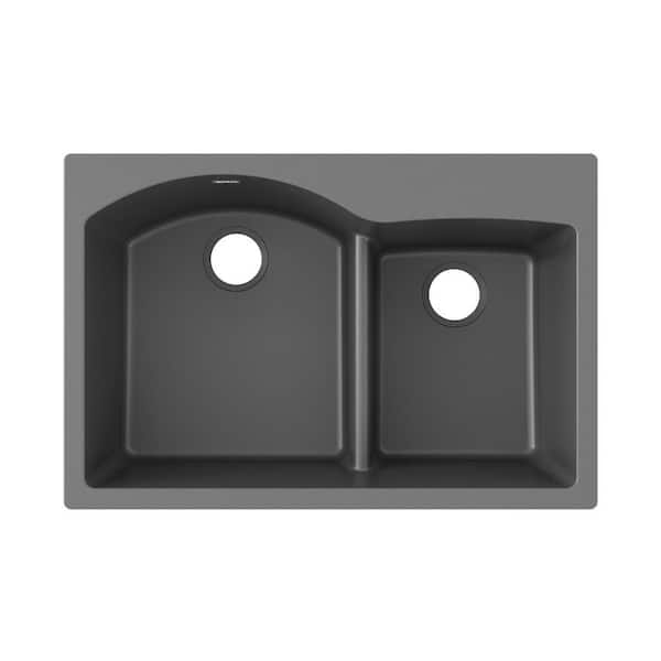 Elkay Quartz Classic  33in. Drop-in 2 Bowl  Dusk Gray Granite/Quartz Composite Sink Only and No Accessories