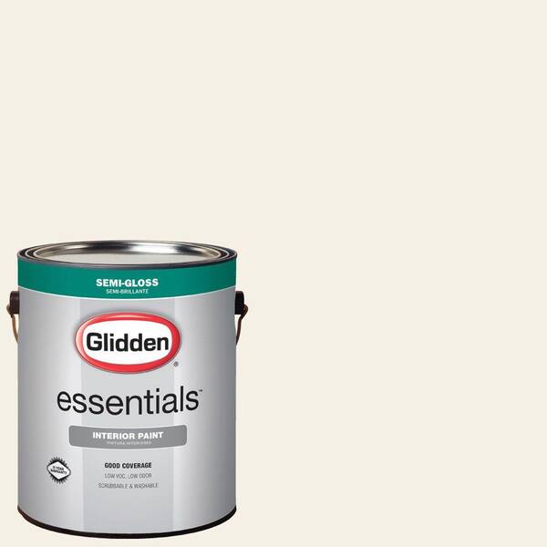 Glidden Essentials 1 gal. #HDGWN43 Crisp Linen White Semi-Gloss Interior Paint