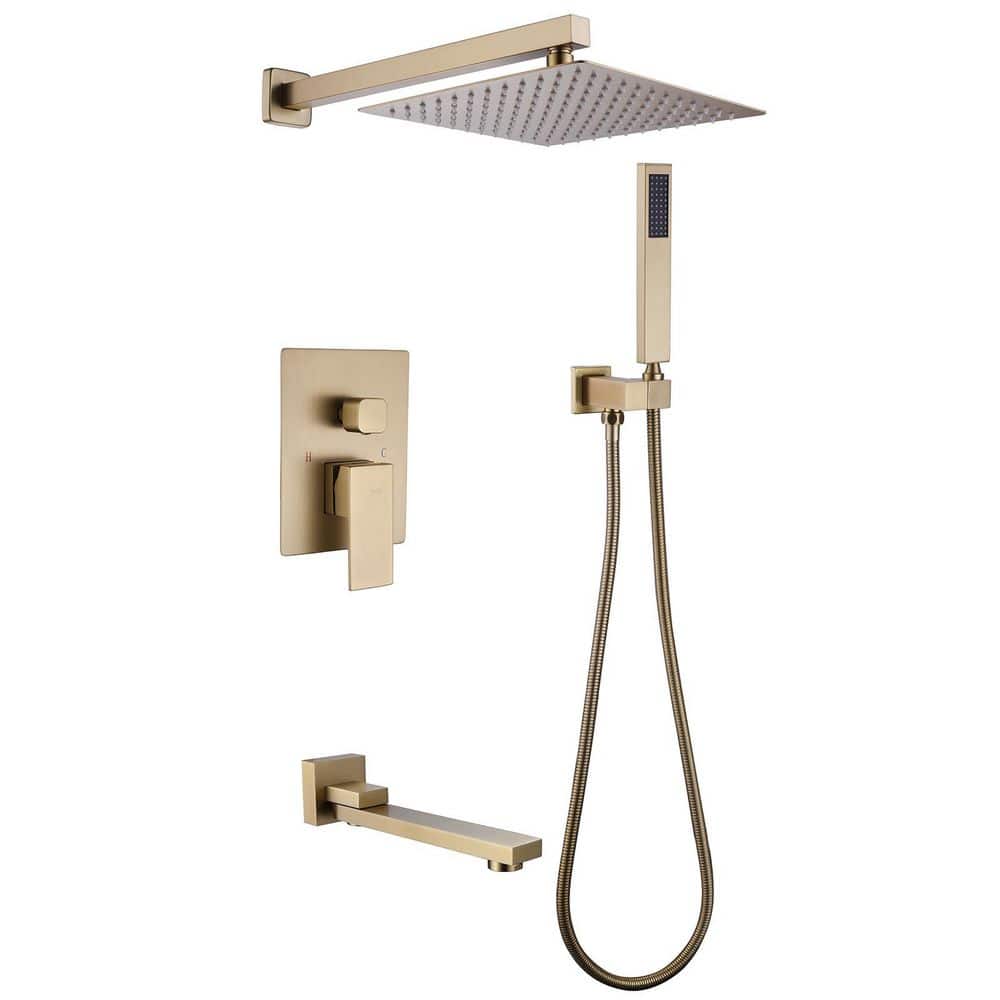 Single Handle 3-Spray Shower Faucet 2.5 GPM with Pressure Balance in Brushed Gold (Valve Included) price history on PriceWatchPro