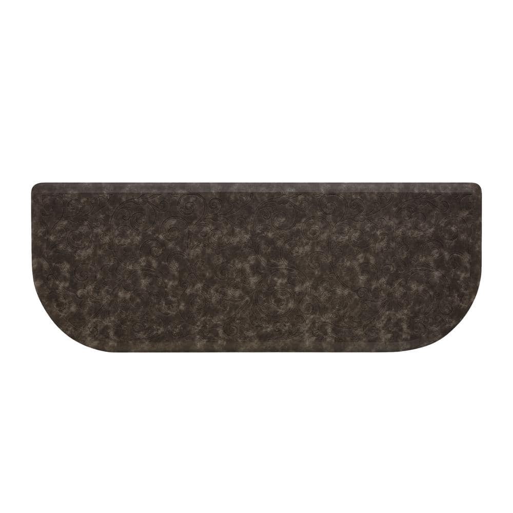 Dark Gray Semi-Circle Anti-Fatigue Kitchen Mat with PVC Backing