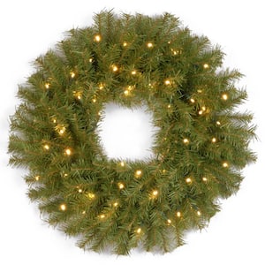 24 in. Norwood Fir LED Artificial Christmas Wreath with Twinkly Lights