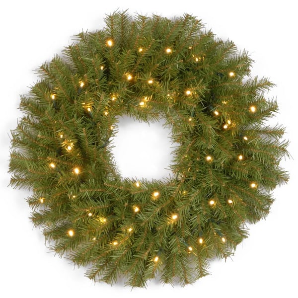 National Tree Company 24 in. Norwood Fir LED Artificial Christmas Wreath with Twinkly Lights