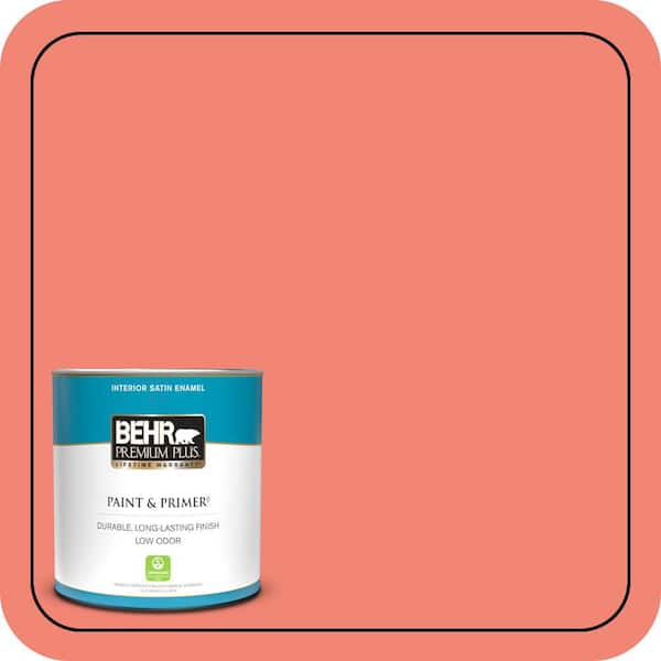 BEHR PREMIUM PLUS 1 qt. #T16-07 Coralette Satin Enamel Low Odor Interior Paint & Primer