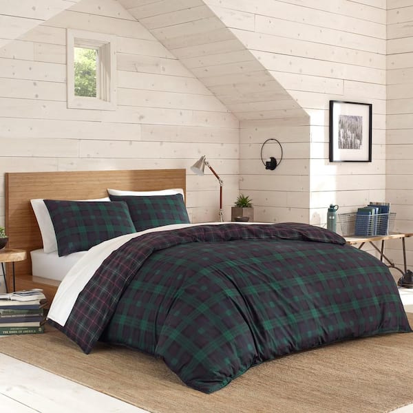 green plaid flannel duvet cover