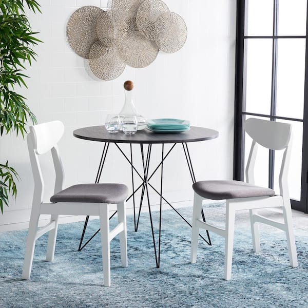 SAFAVIEH Lucca White/Gray 17 in. Wood Dining Chair (Set of 2)