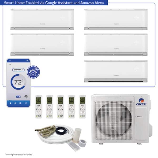 GREE Livo GEN3 5-Zone 39,000 BTU 3.5-Ton Smart Home Ductless Mini Split Air Conditioner and Heat Pump 25 ft. Kit 230V