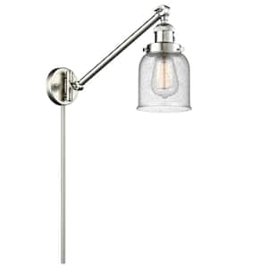 Franklin Restoration Bell 8 in. 1-Light Brushed Satin Nickel Wall Sconce with Seedy Glass Shade with On/Off Turn Switch