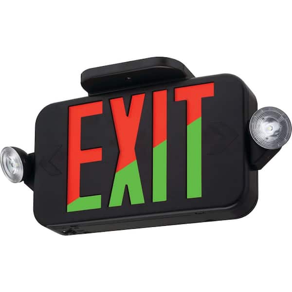 Contractor Select ECRG RD 20-Watt Equivalent 120-Volt/277-Volt Integrated LED Black Exit/Emergency Combo Unit