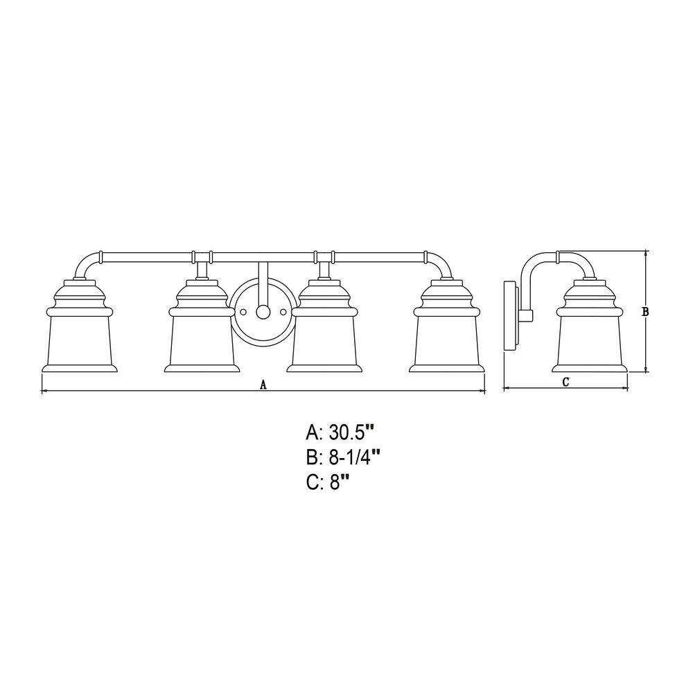 Toledo 30.5" Satin Nickel Industrial Vanity Light with Clear Glass Shades