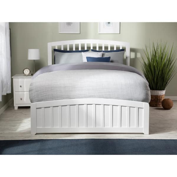 AFI Richmond White Full Solid Wood Storage Platform Bed with Matching Foot Board with 2 Bed Drawers