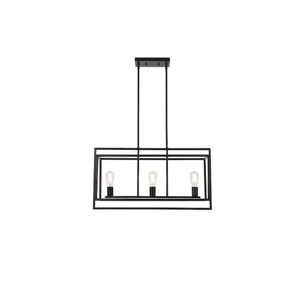 Home Living 40Watt 3Light Black Pendant Light with No Shade, No Bulbs