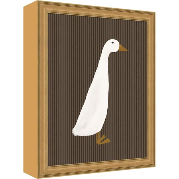 Edith "White Duck Brown Stripes" by Molly Dillon from The lil Dills Shop Bird Framed Art Print 11 in. x 9 in.