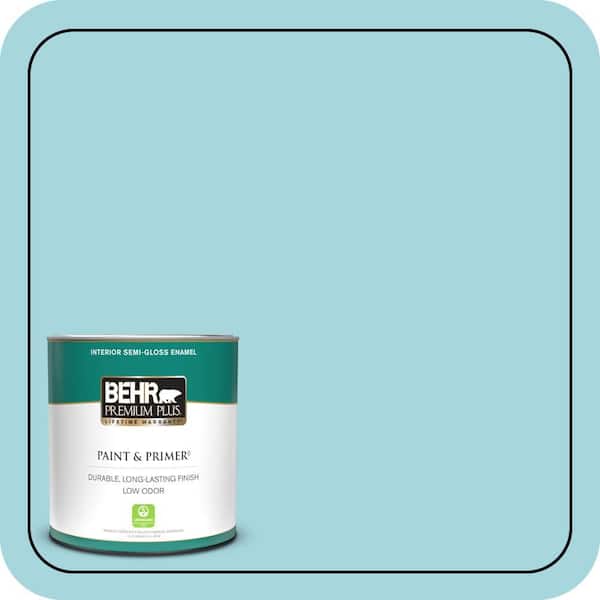 BEHR PREMIUM PLUS 1 qt. #520C-3 Rapture Blue Semi-Gloss Enamel Low Odor Interior Paint & Primer
