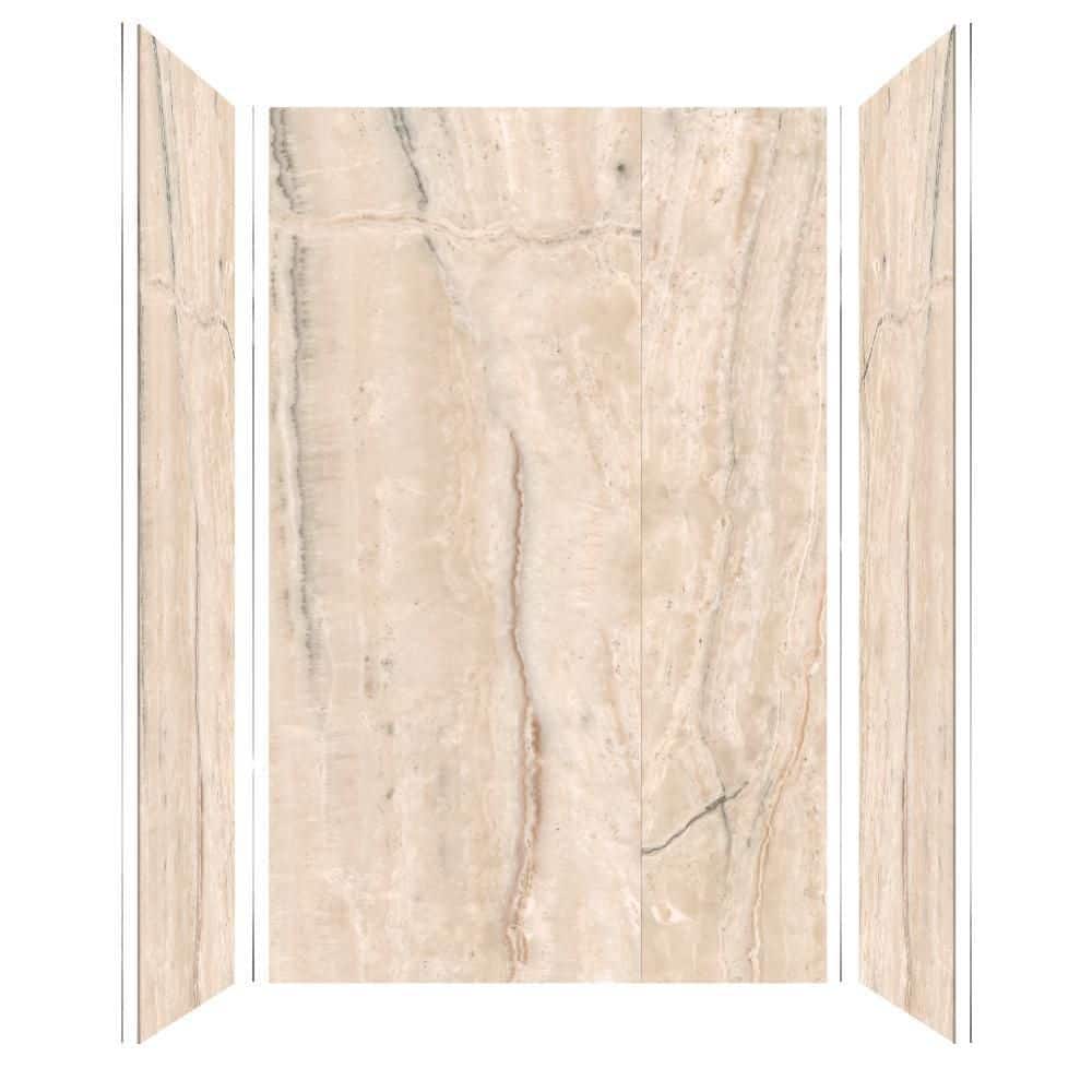 Savanna Creme Glossy Composite Shower Wall Kit, 96" x 60"