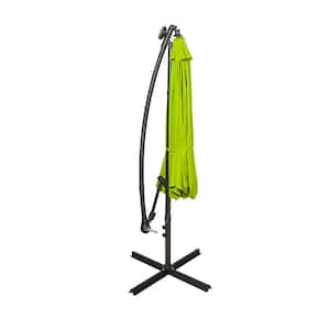 10 ft. Cantilever Hanging Patio Umbrella with Solar LED in Lime Green