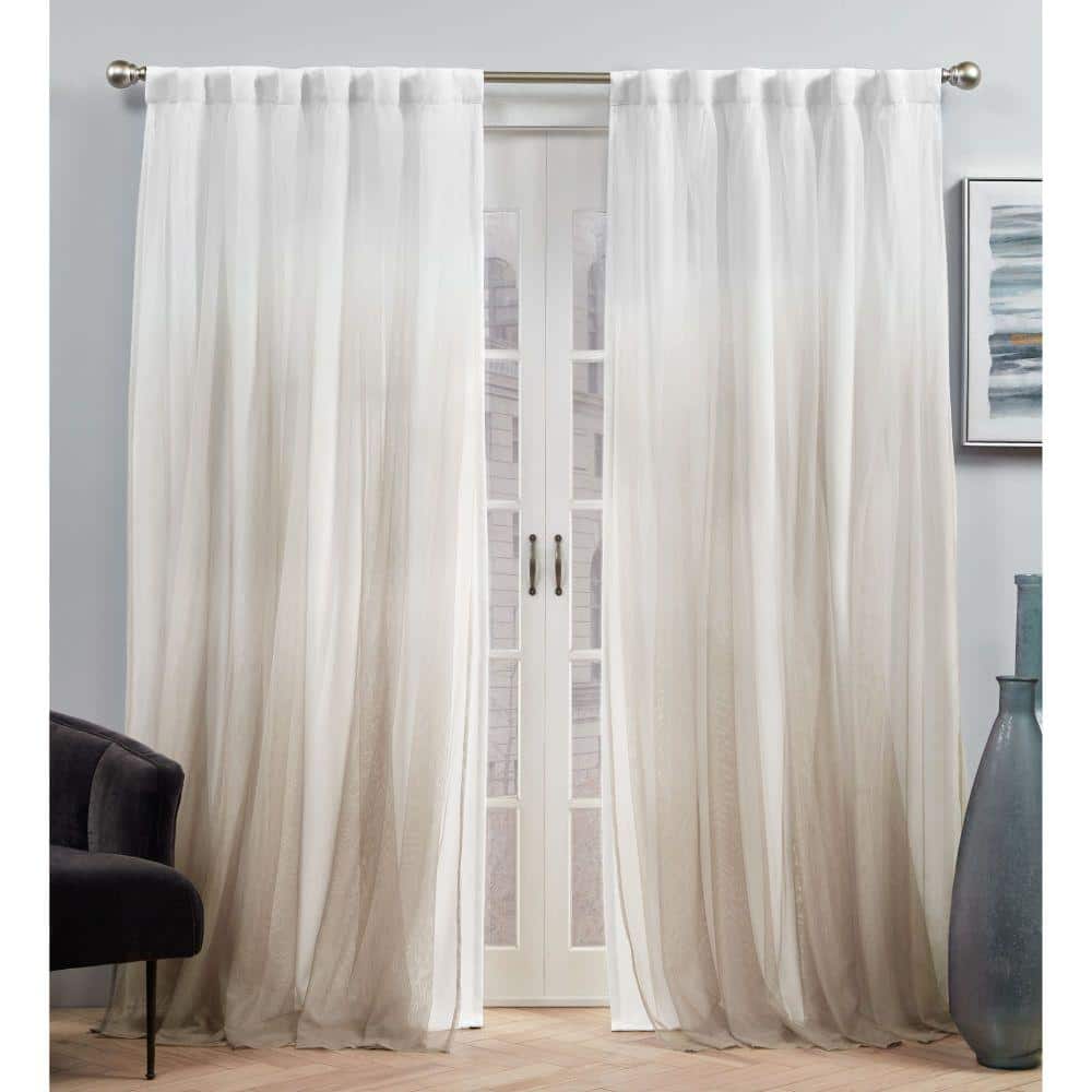 Set of 2 84"x54" Crescendo Lined Blackout Hidden Tab Curtain Panel Beige - Exclusive Home