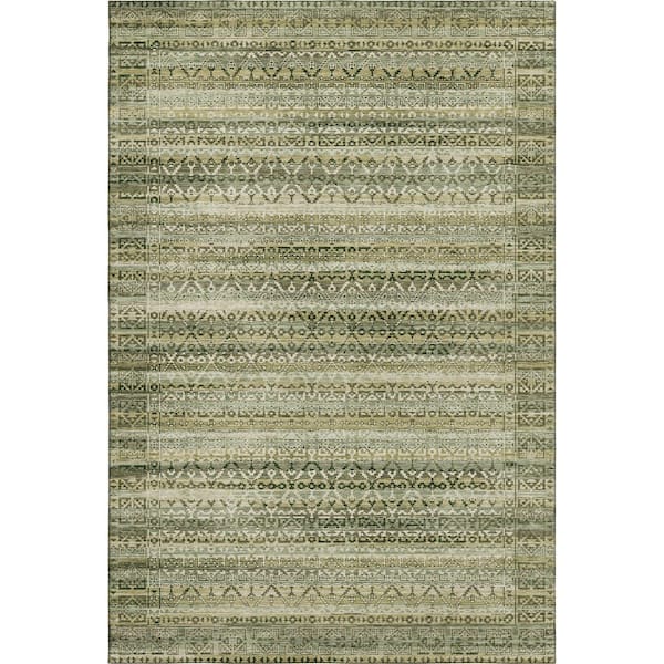 Mayfield Premium Machine Washable Abstract AMF2101 Green 5 ft. x 7 ft. 6 in. Area Rug
