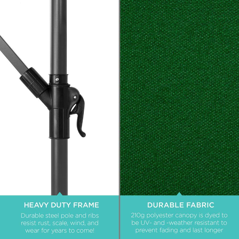 10ft Green Polyester Market Patio Umbrella with Adjustable Tilt and LED Lights