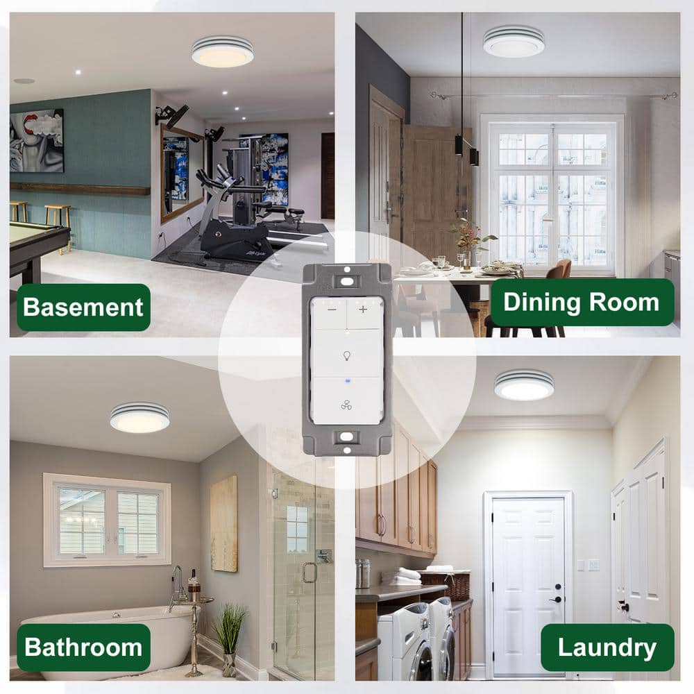 White Tamper Resistant Dimmer Switch for Bathroom Fan and Light