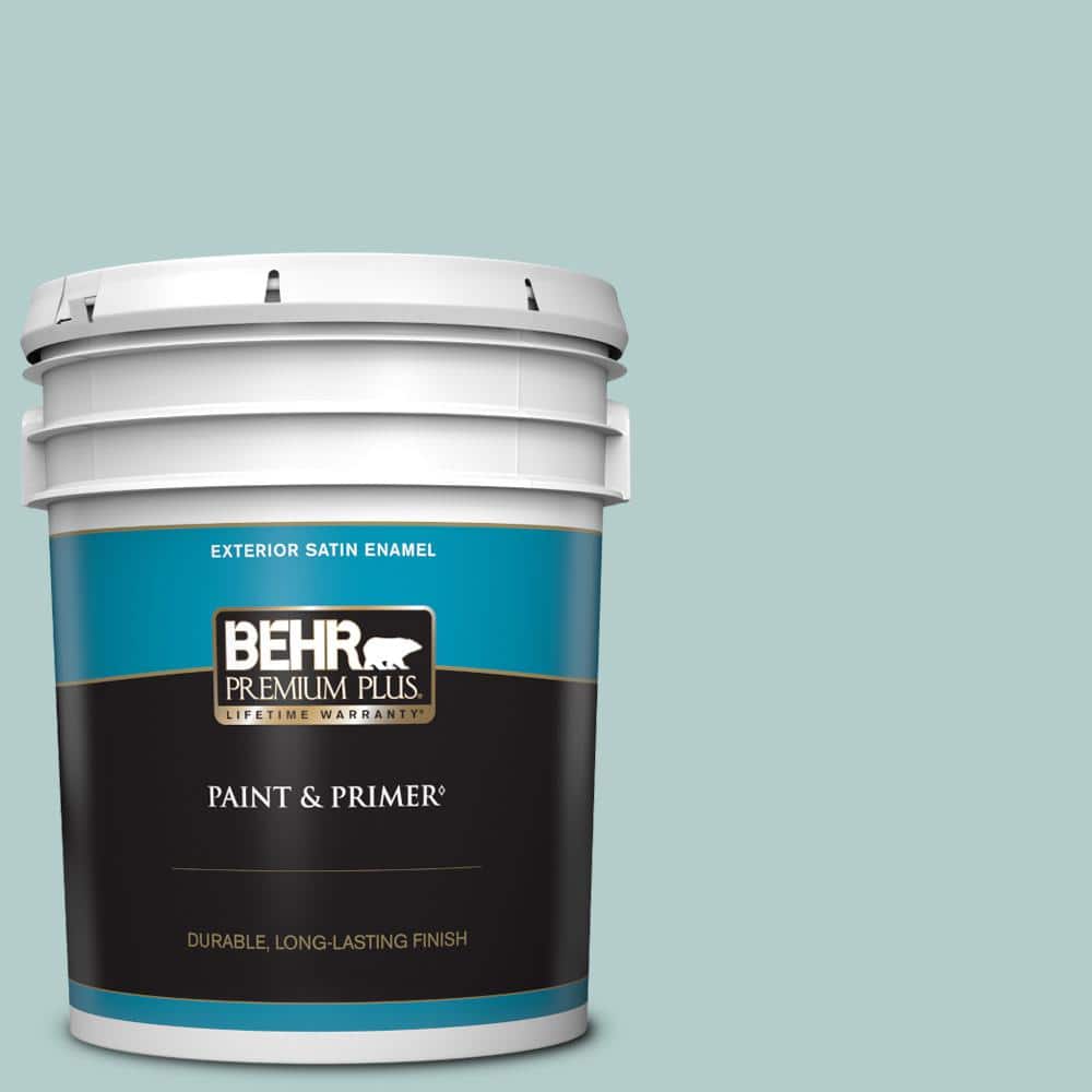 BEHR PREMIUM PLUS 5 gal. #PPU13-15 Clear Pond Satin Enamel Exterior ...