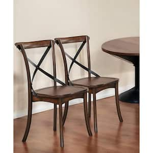 Brown Cross Back Side Chair (Set Of 2)