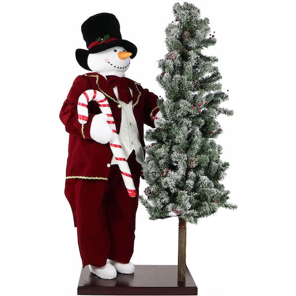 Fraser Hill Farm 60 in. Christmas Animated Snowman with Flocked Christmas  Tree On Base FFPL060-1SN-TR - The Home Depot