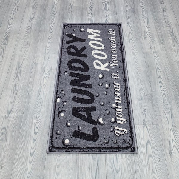 Black Laundry Room Runner Rug, 20x59