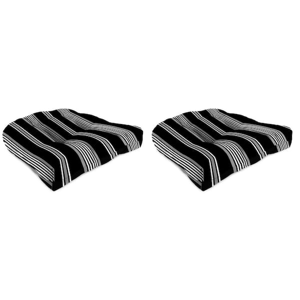 Jordan Manufacturing 19 in. L x 19 in. W x 4 in. T Square Outdoor Wicker Seat Cushion in Reeder Black (2-Pack)