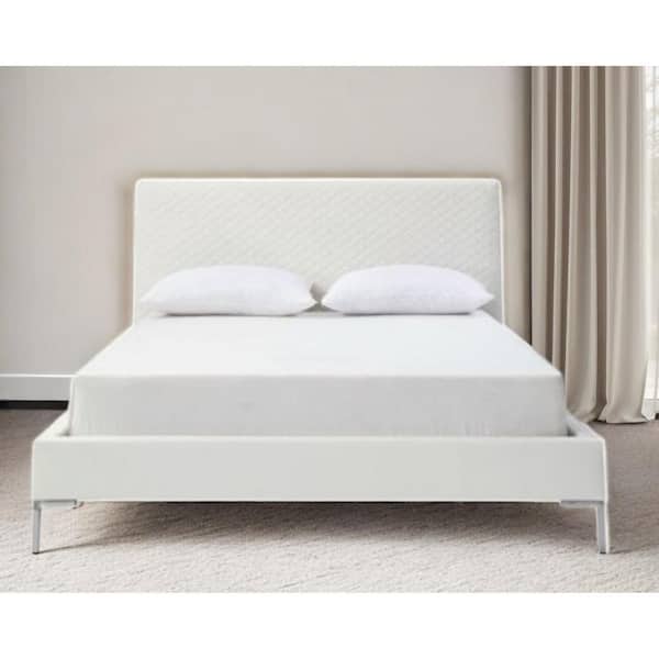 White Wood Frame Full Double Panel Bed