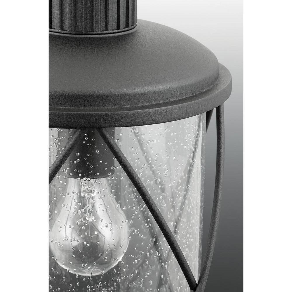 Hollingsworth Black Aluminum Outdoor Wall Lantern with Seeded Glass