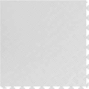 FlooringInc White Diamond 20.5 in. W 20.5 in. L X .177 in. T Flexible PVC Garage Tiles (8 Tiles/23.35 sq.ft)