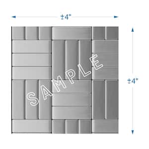 Take Home Sample - Loft Silver 4 in. x 4 in. x 0.2 in. Metal Peel and Stick Wall Mosaic Tile (0.11 sq. ft./Each)
