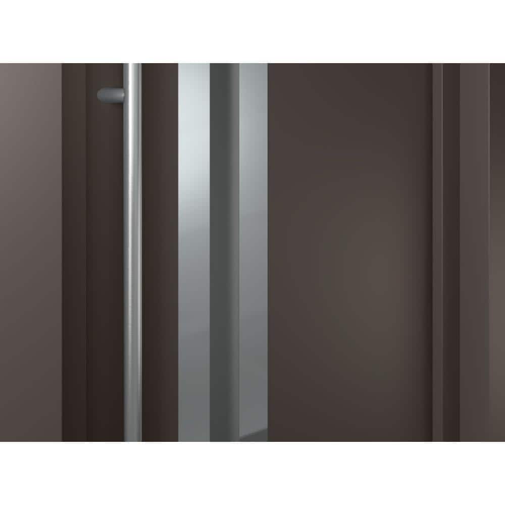 Zephyr Anthracite and Brown Zinc-Galvanized Steel Front Door with Frosted Glass