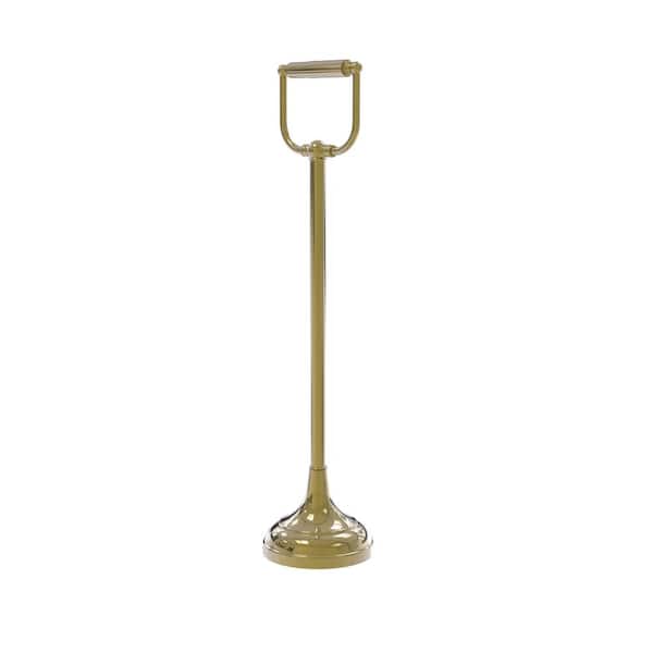 Allied Brass Free Standing Toilet Paper Holder in Unlacquered Brass