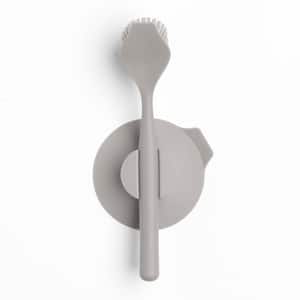 Sinkside Dishwashing Brush with Suction Cup Holder in Mid Gray